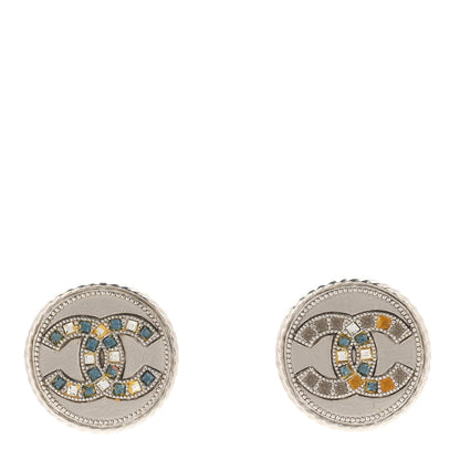 Chanel Ruthenium Crystal CC Round Earrings 1 of 4