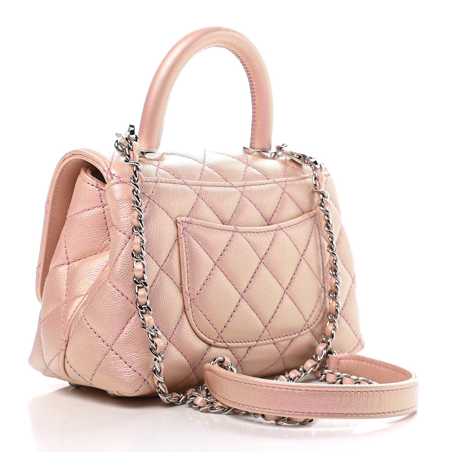 Chanel Iridescent Caviar Quilted Extra Mini Coco Handle Flap Light Pink 3 of 9