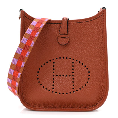 Hermes Taurillon Clemence Maxi Quadrille Evelyne TPM Cuivre Capucine Parme Rouge Duchess 1 of 13