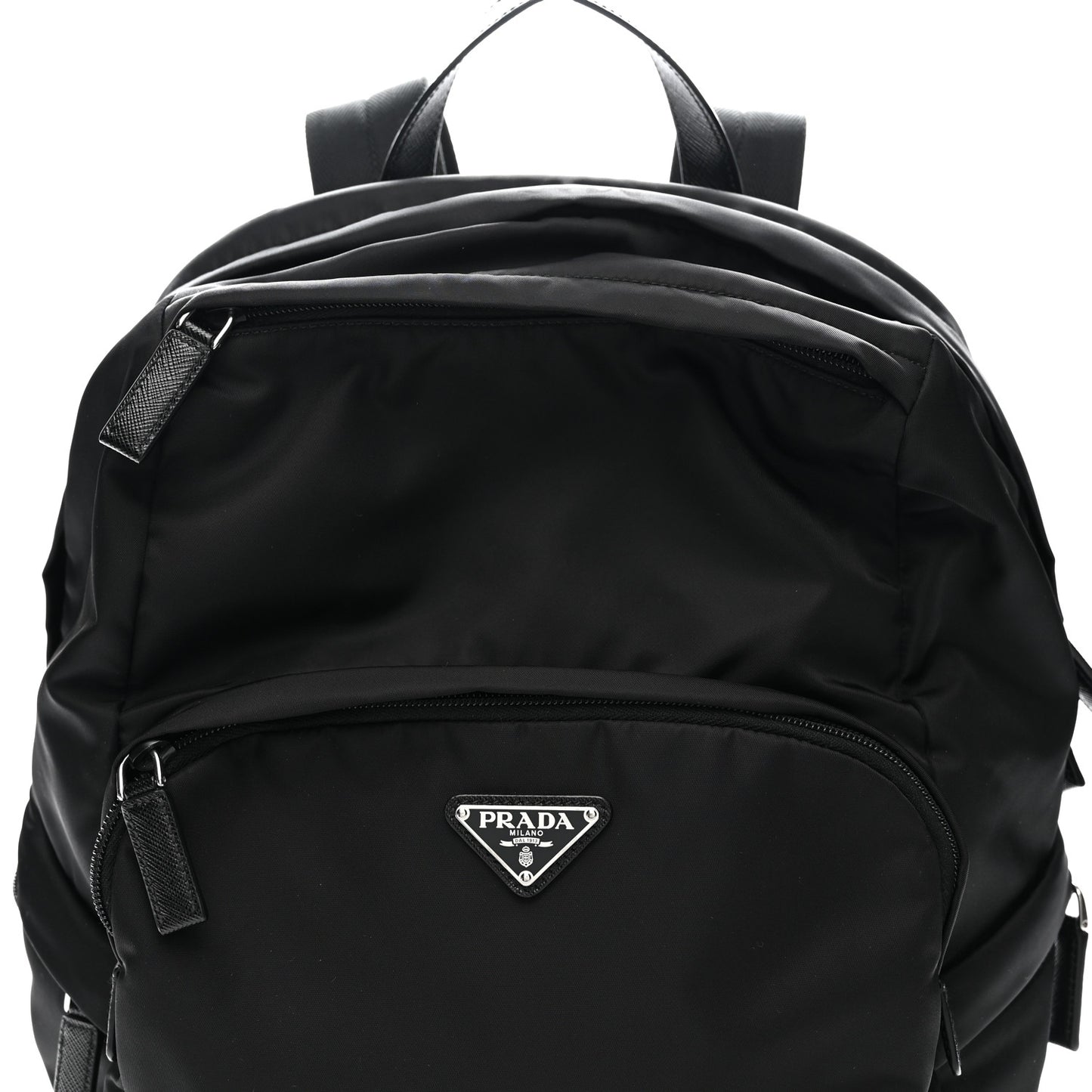 Re-Nylon Saffiano Zip Backpack Black