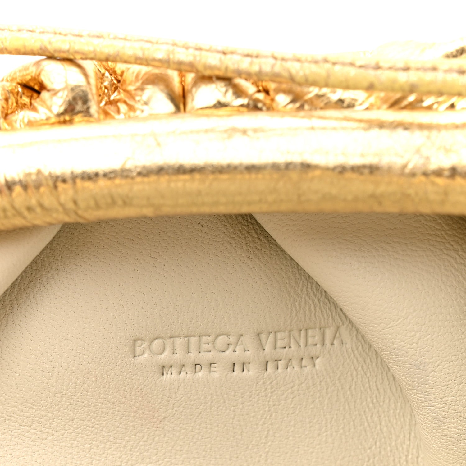 Bottega Veneta Metallic Crushed Calfskin The Mini Pouch Gold 6 of 12