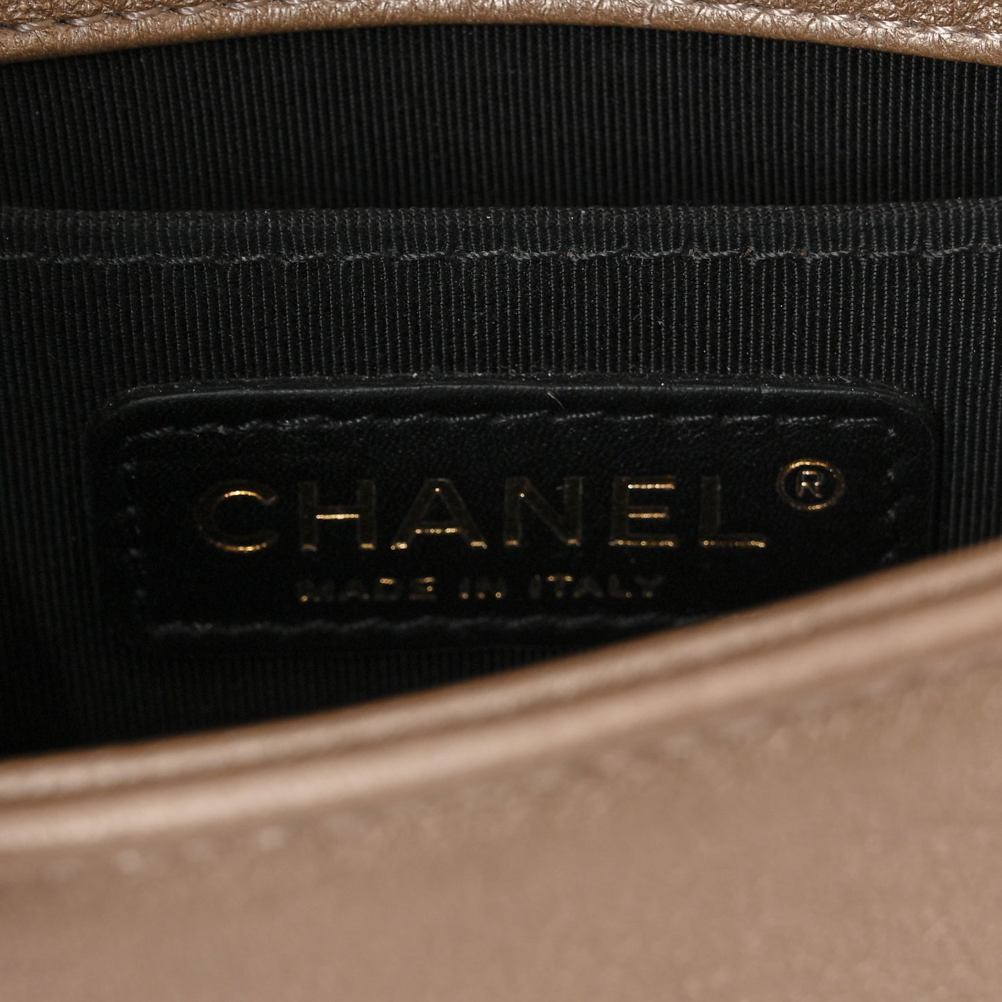 Metallic Lambskin Mini Scaled Boy Flap Gold