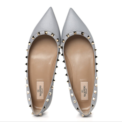 Valentino Garavani Pebbled Calfskin Rockstud Ballerina Flats 40 Pastel Grey 2 of 9