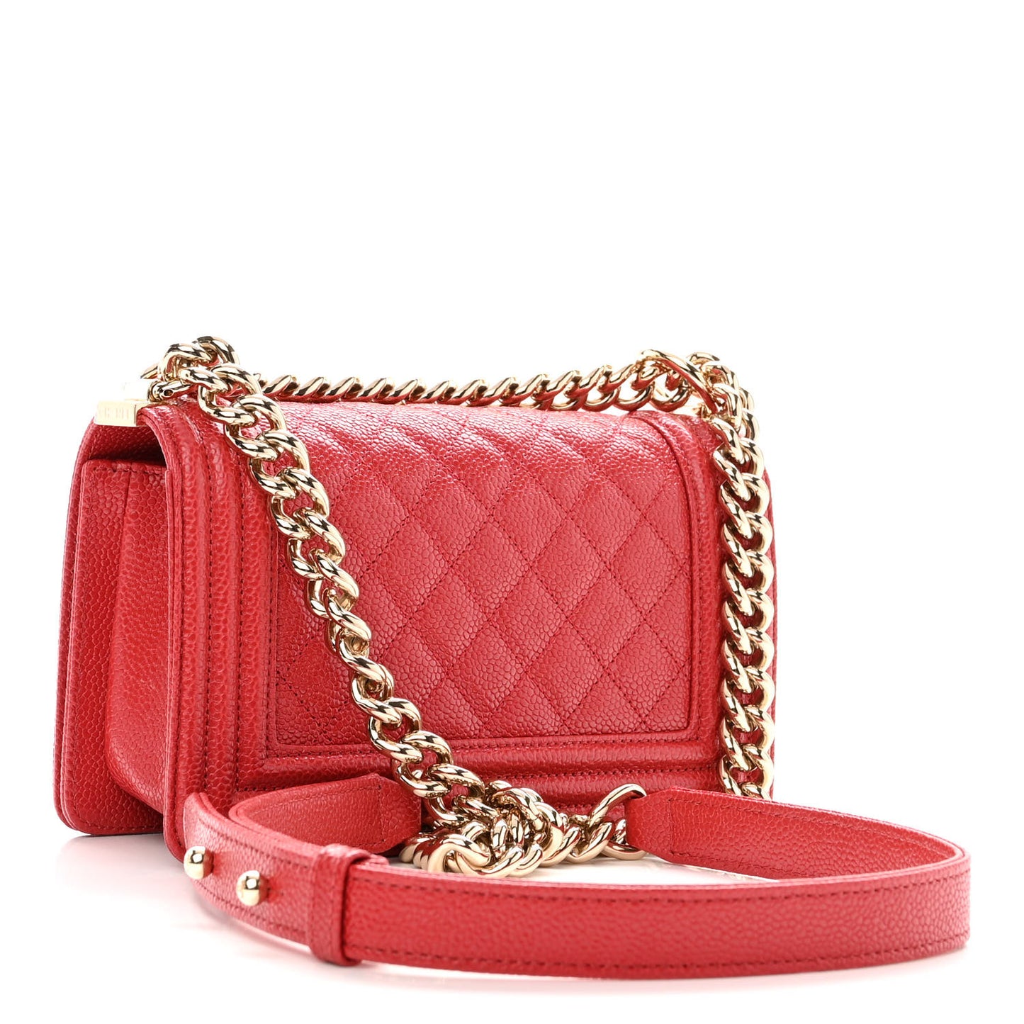 Caviar Quilted Small Boy Flap Red