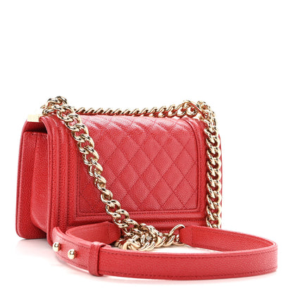 Chanel Caviar Quilted Small Boy Flap Red 3 of 10