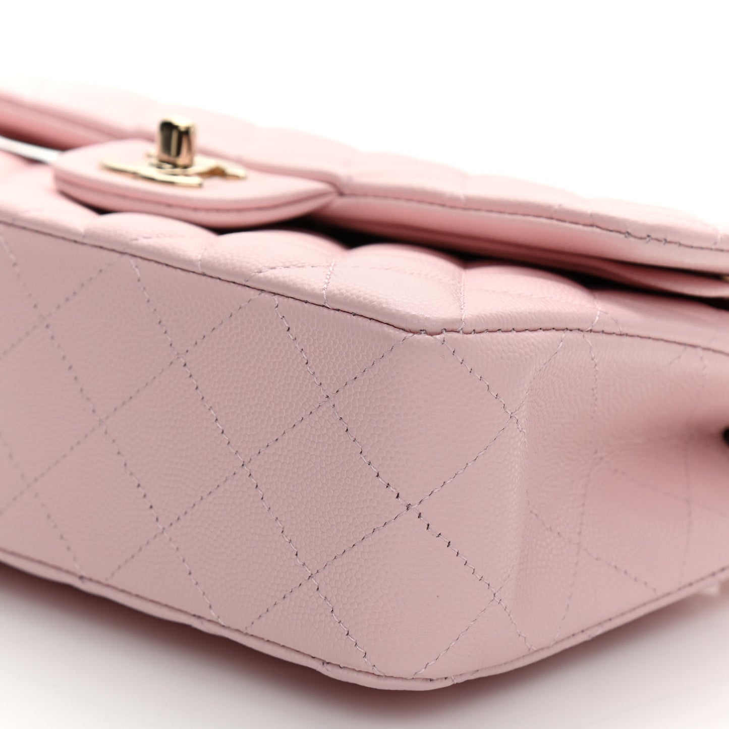 Caviar Quilted Small Double Flap Light Pink