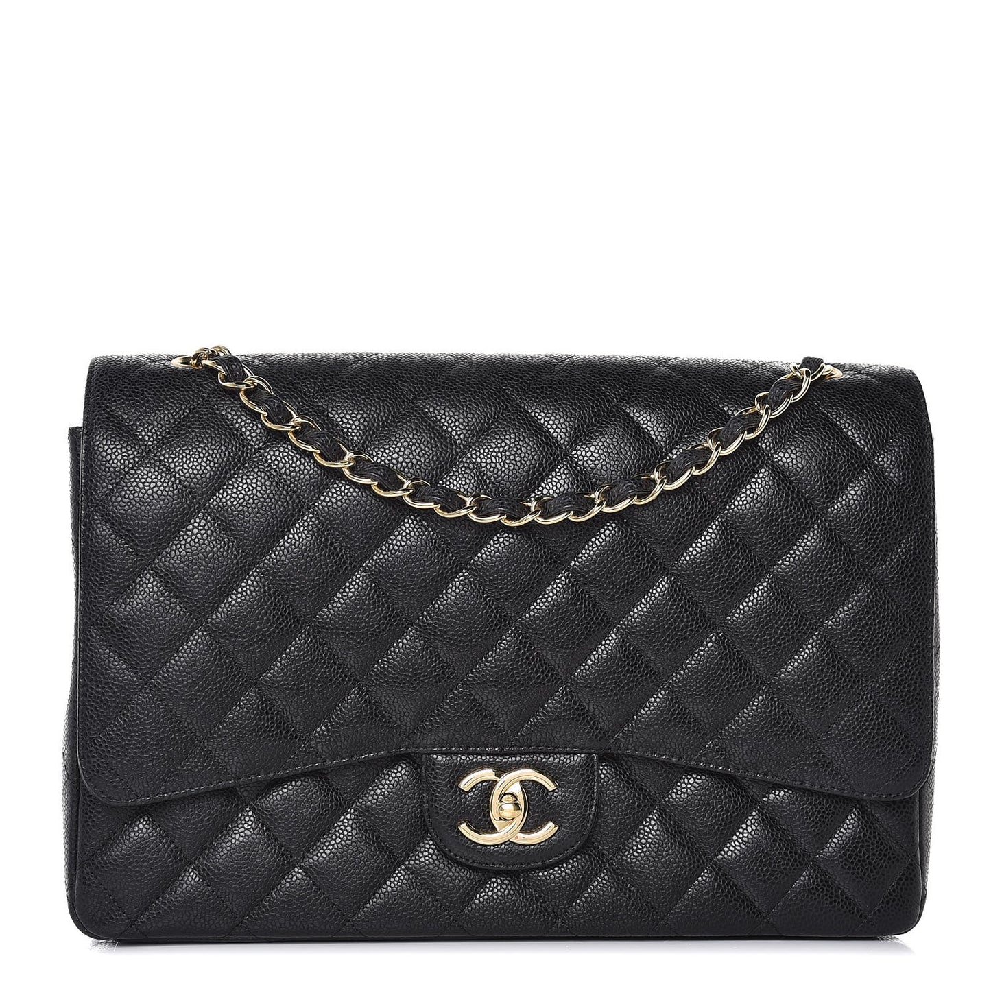 Caviar Quilted Maxi Double Flap Black