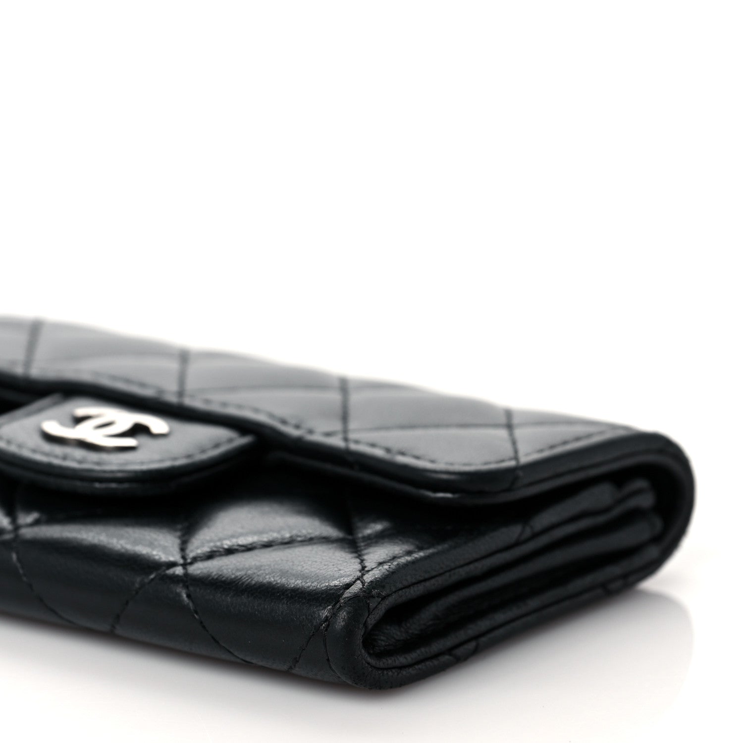 Chanel Lambskin Quilted Flap Card Holder Wallet Black 10 of 10