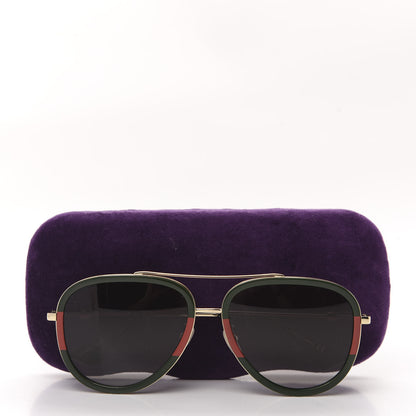 Gucci Web Aviator Sunglasses GG0062S Green Red 8 of 8
