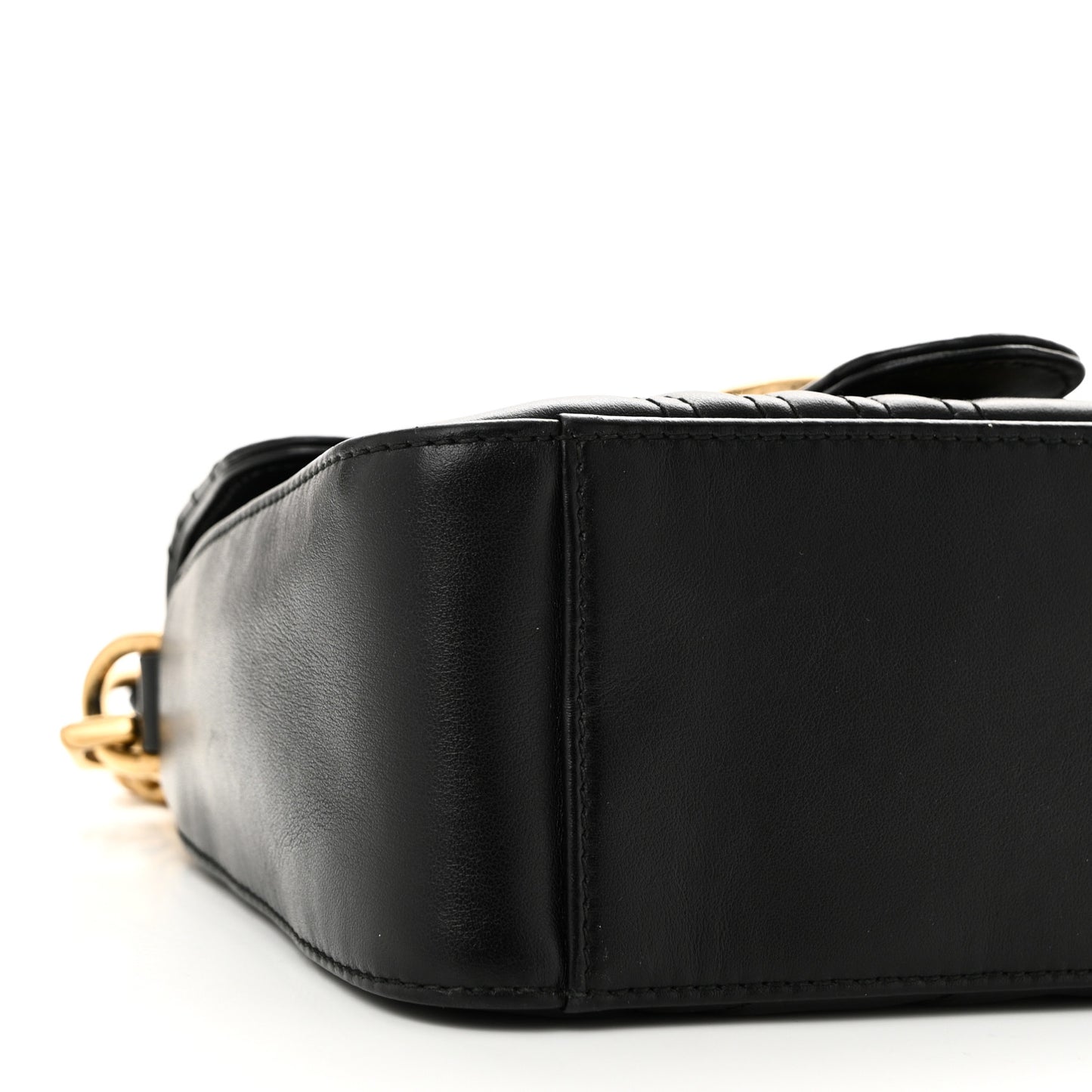 Calfskin Matelasse Mini GG Marmont Top Handle Shoulder Bag Black