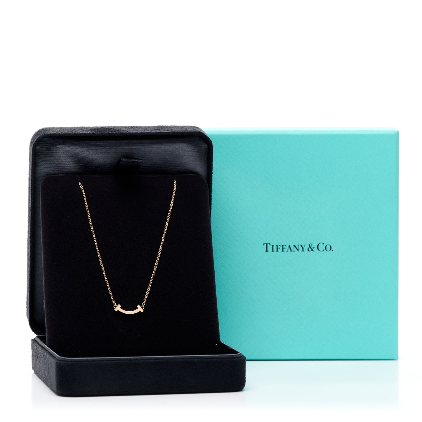 18K Rose Gold Mini T Smile Pendant Necklace