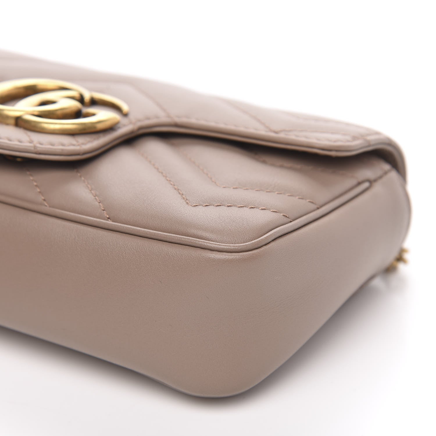 Gucci Calfskin Matelasse Super Mini GG Marmont Shoulder Bag Porcelain Rose 9 of 10