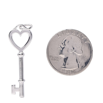 Tiffany 18K White Gold Diamond Heart Key Pendant 2 of 3