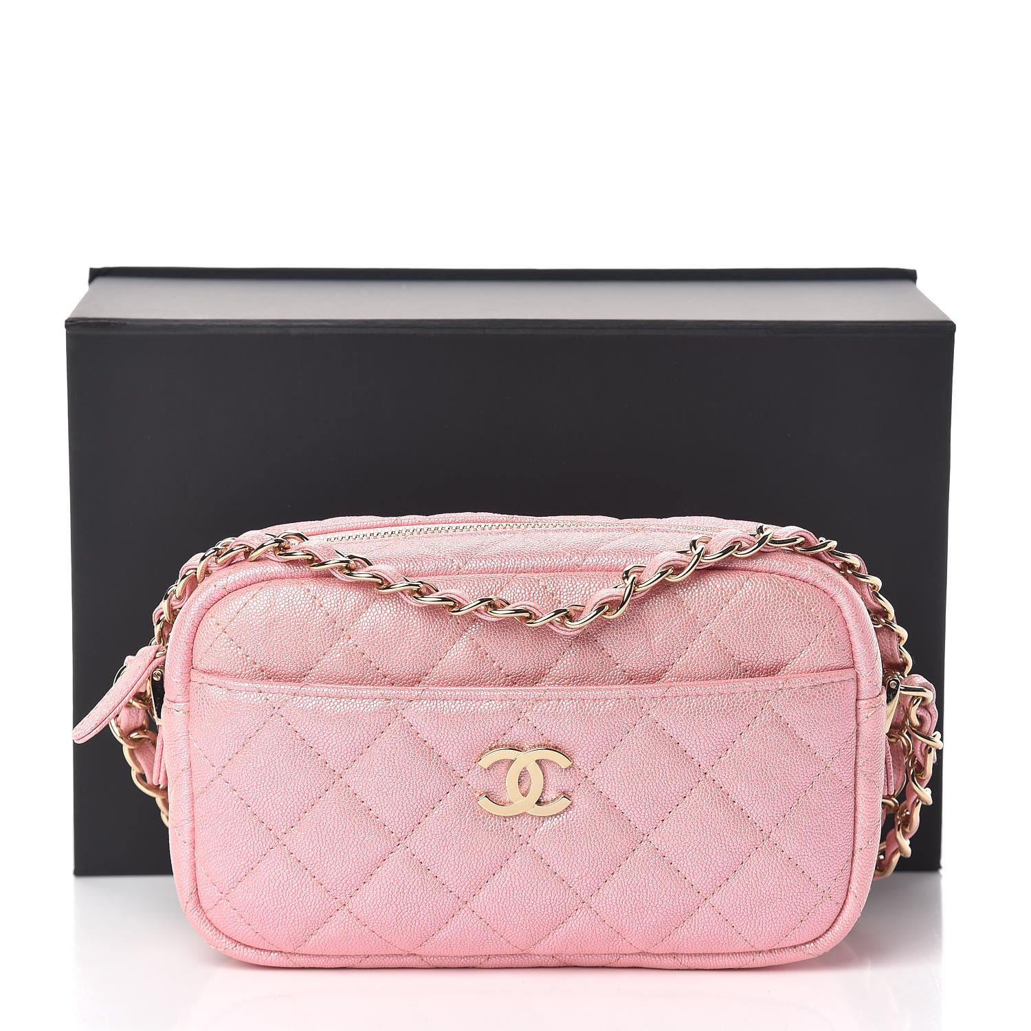 Chanel Iridescent Caviar Quilted Small Timeless Camera Case Pink 11 of 11