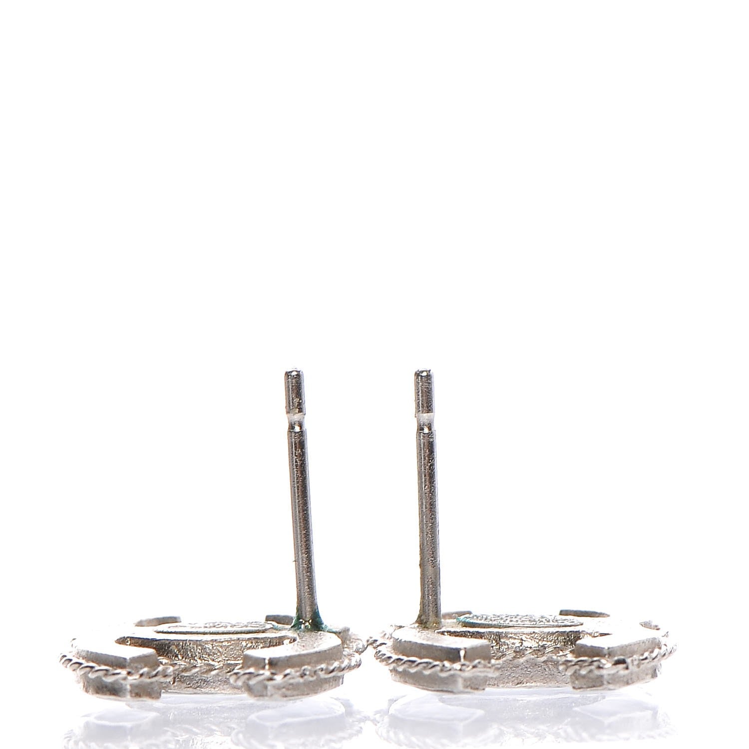 Chanel Hammered CC Earrings Silver 6 of 8