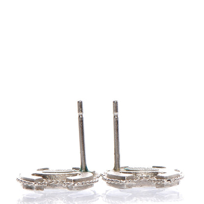 Chanel Hammered CC Earrings Silver 6 of 8