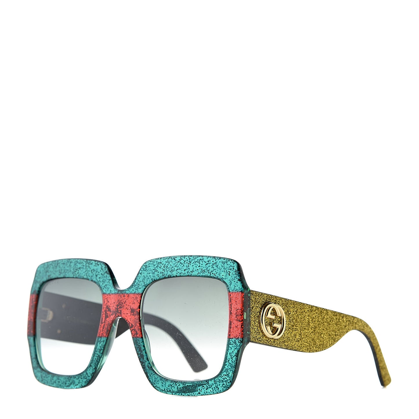 Square Frame GG0102S Sunglasses Glitter Red Black Green