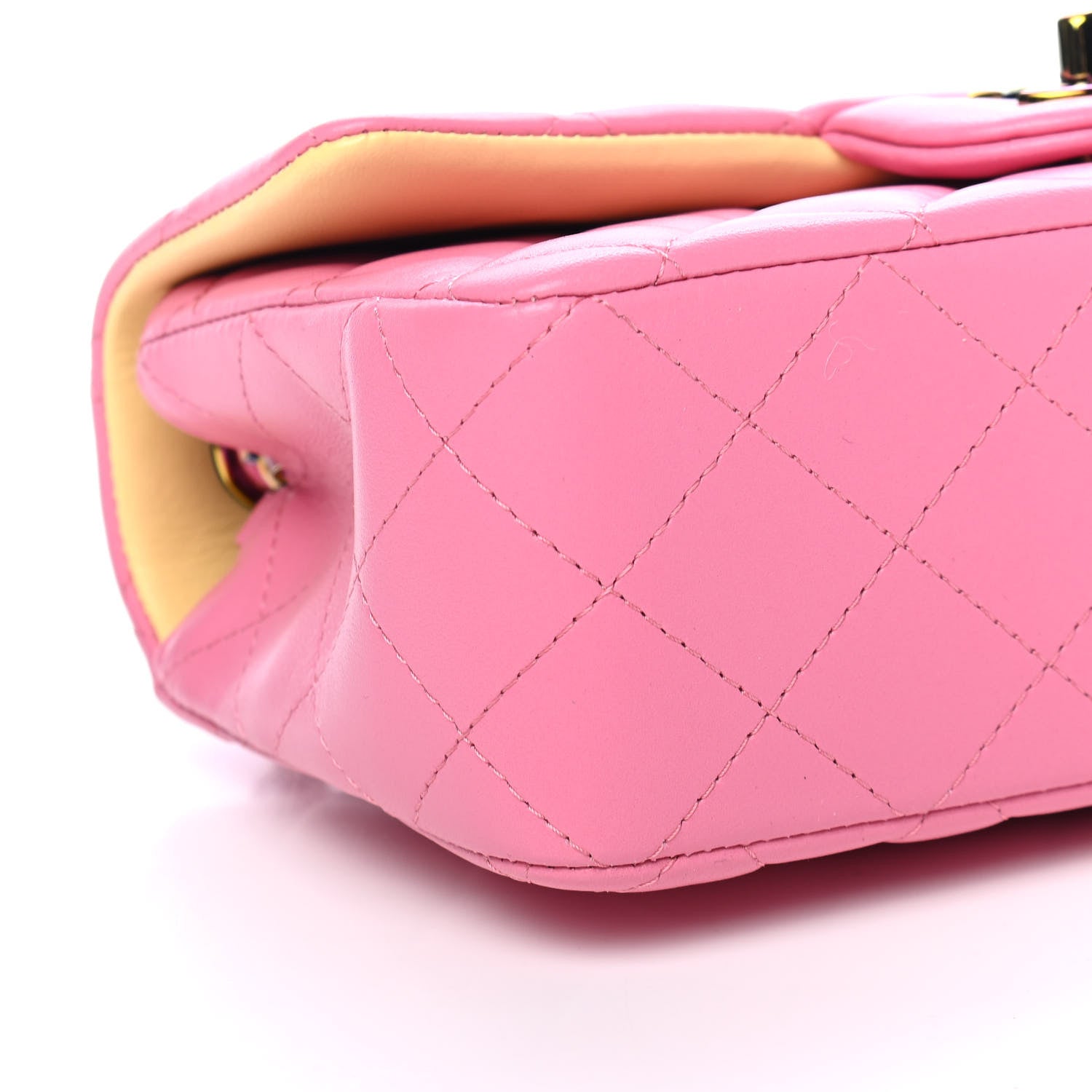 Chanel Lambskin Quilted Mini Rectangular Flap Pink Yellow 8 of 9