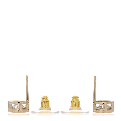 Chanel Metal Crystal CC Round Earrings Gold 3 of 5