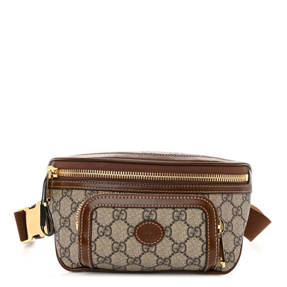 Gucci GG Supreme Monogram Textured Calfskin Retro Interlocking G Belt Bag Beige Ebony Brown Sugar 1 of 10
