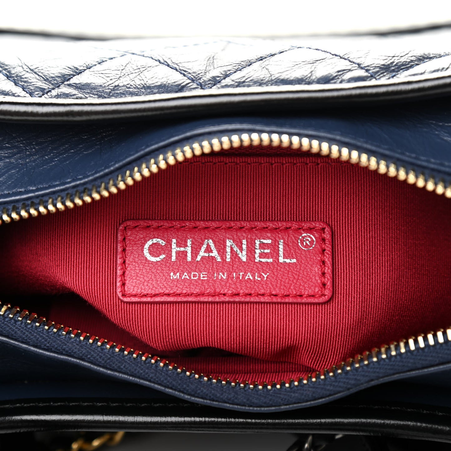 Aged Calfskin Quilted Small Gabrielle Hobo Navy Black
