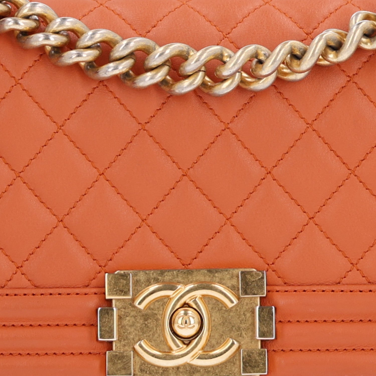 Chanel Calfskin Quilted Small Boy Flap Orange 8 of 10