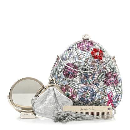 Judith Leiber Swarovski Crystal Floral Clutch Silver Multicolor 1 of 7