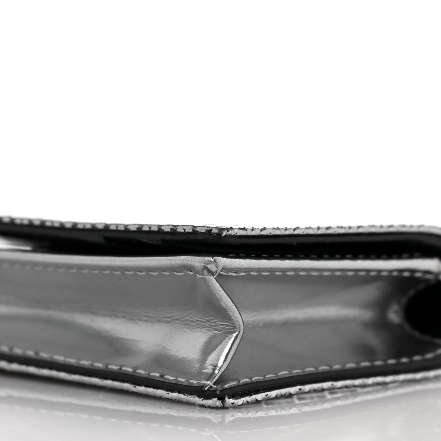 Christian Dior Metallic Patent Micro-Cannage Lady Dior Card Holder Silver 9 of 9