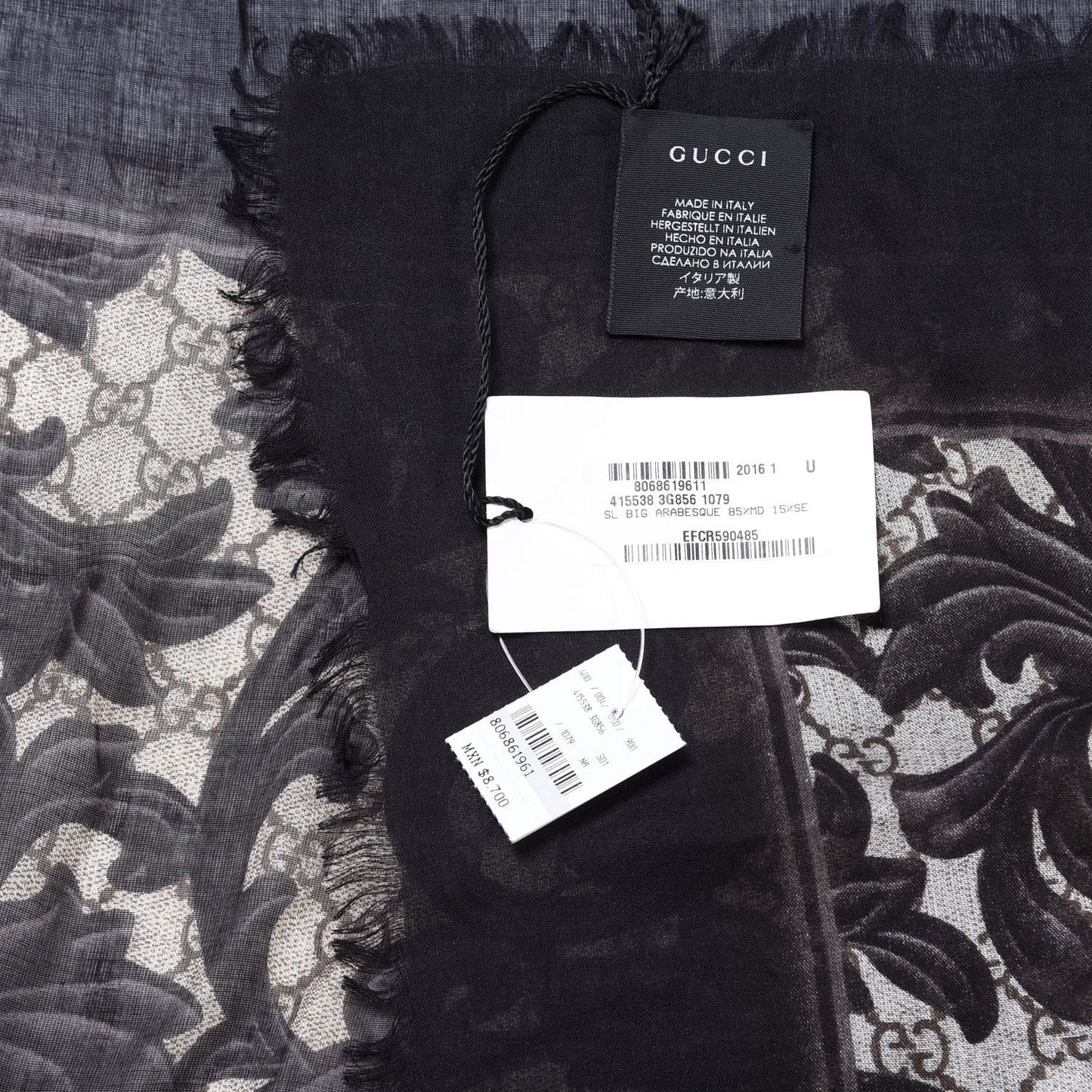 Modal Silk Monogram Arabesque Shawl Black