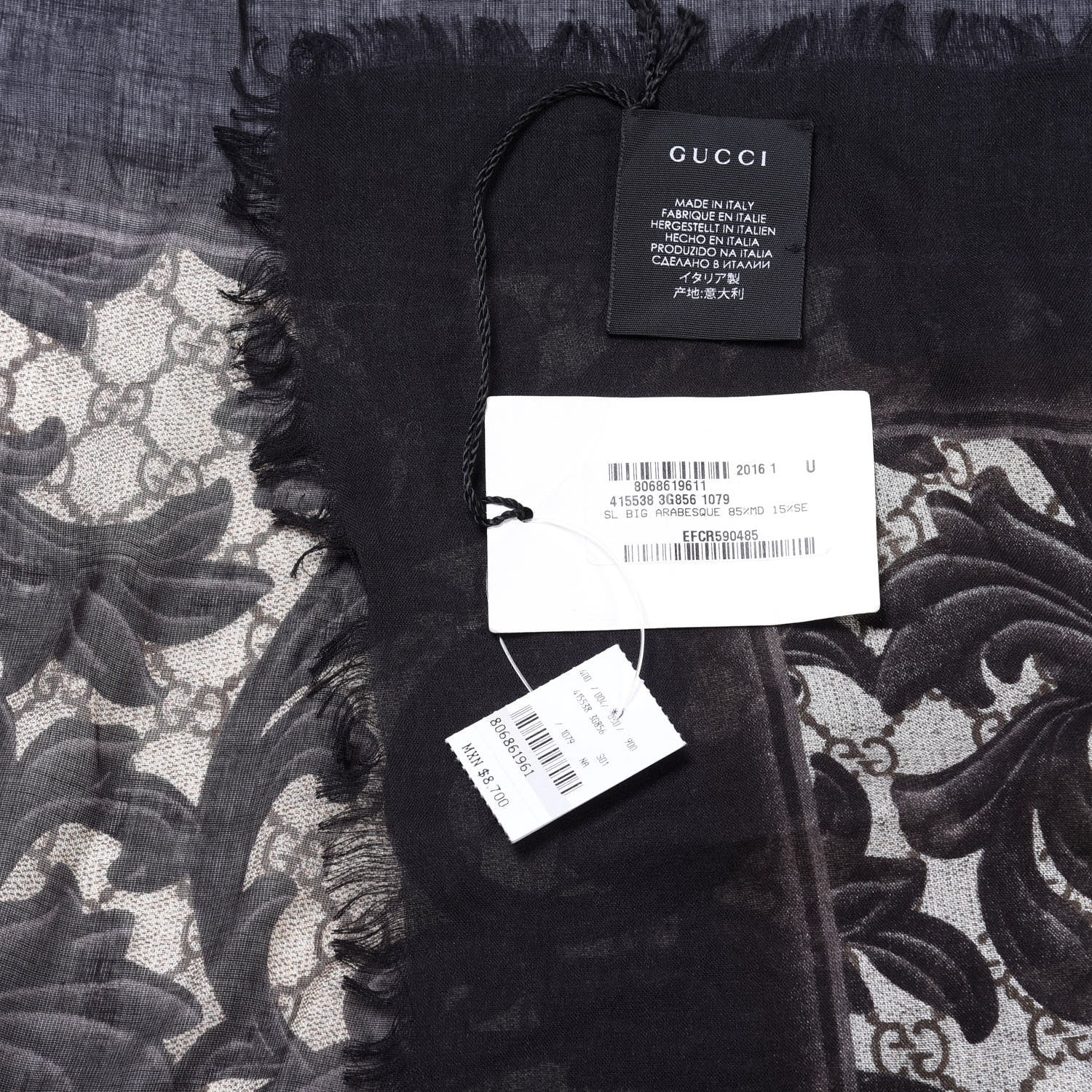 Gucci Modal Silk Monogram Arabesque Shawl Black 4 of 4