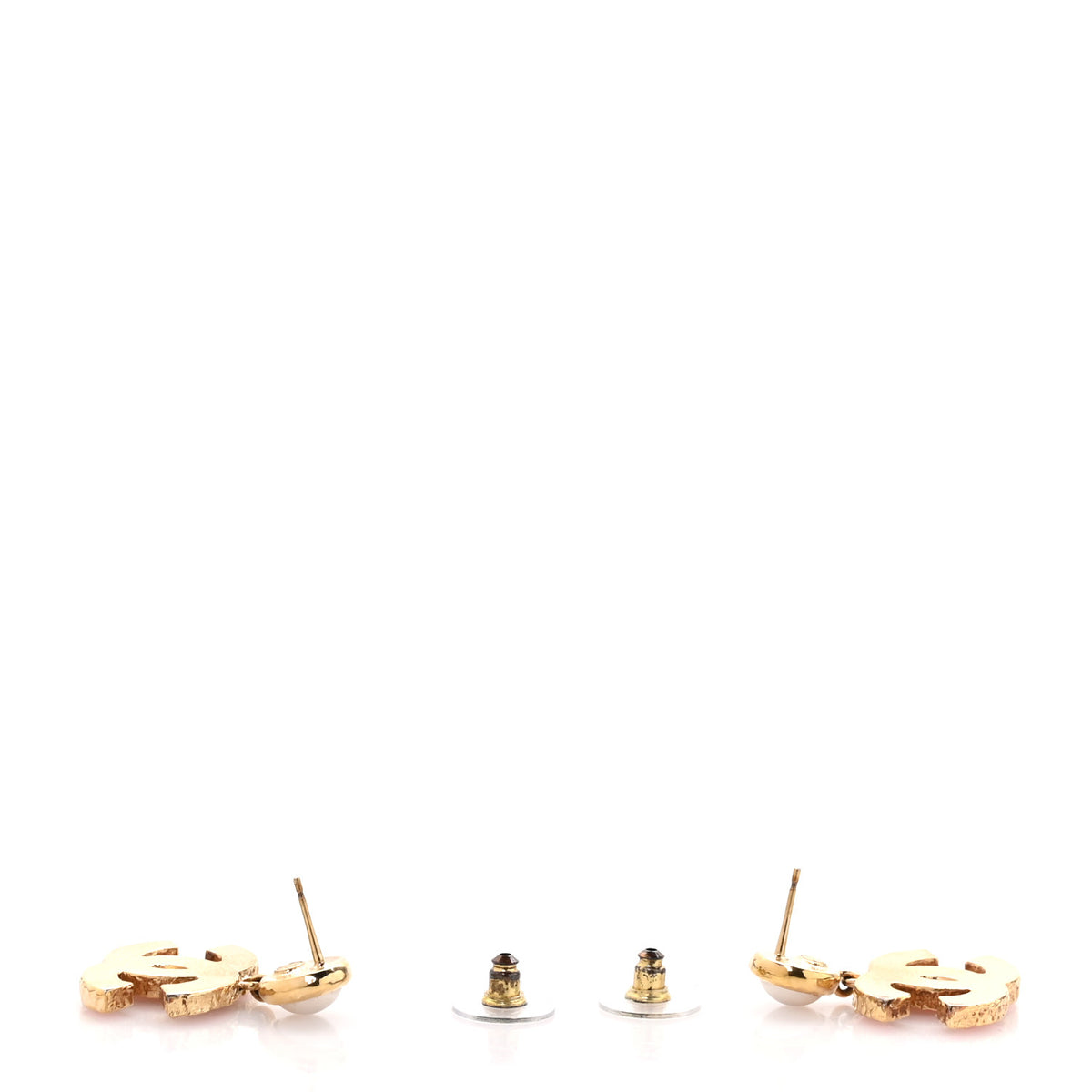 Pearl Enamel CC Drop Earrings Pink
