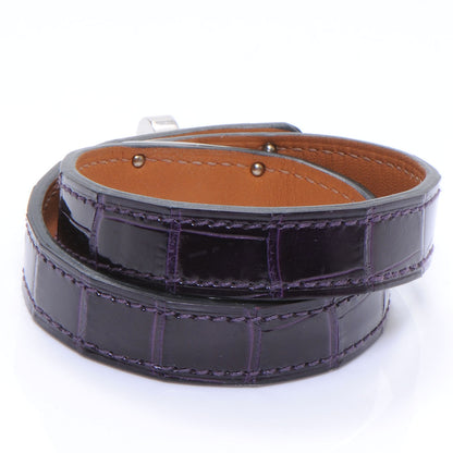 Hermes Shiny Alligator Kelly Double Tour Bracelet Small Amethyst 4 of 8