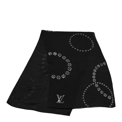 Louis Vuitton Silk Monogram Shawl Black 2 of 4