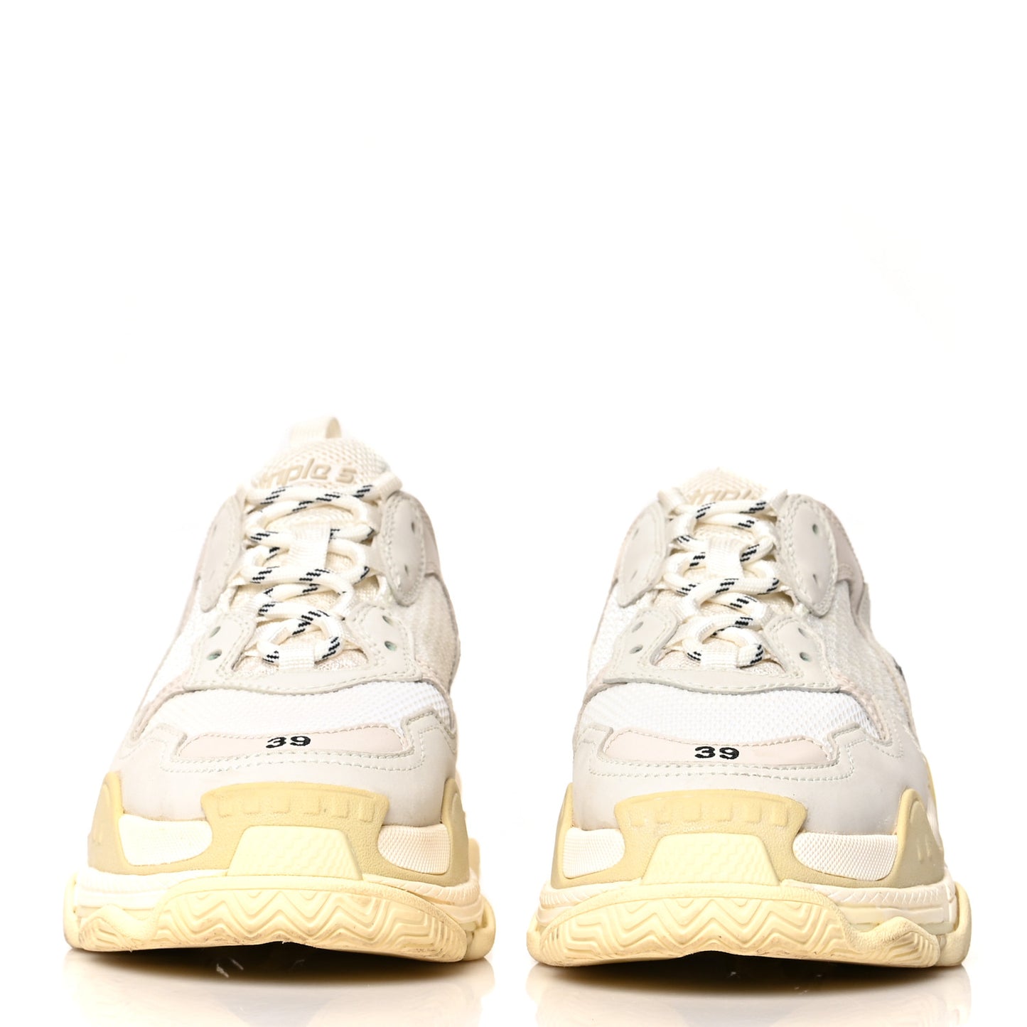 Fabric Mesh Womens Triple S Sneakers 39 White