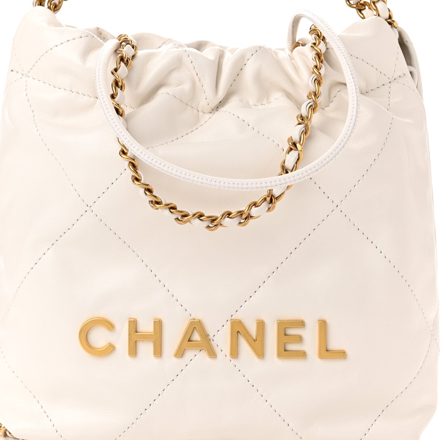 Chanel Shiny Calfskin Quilted Mini Chanel 22 White 8 of 10