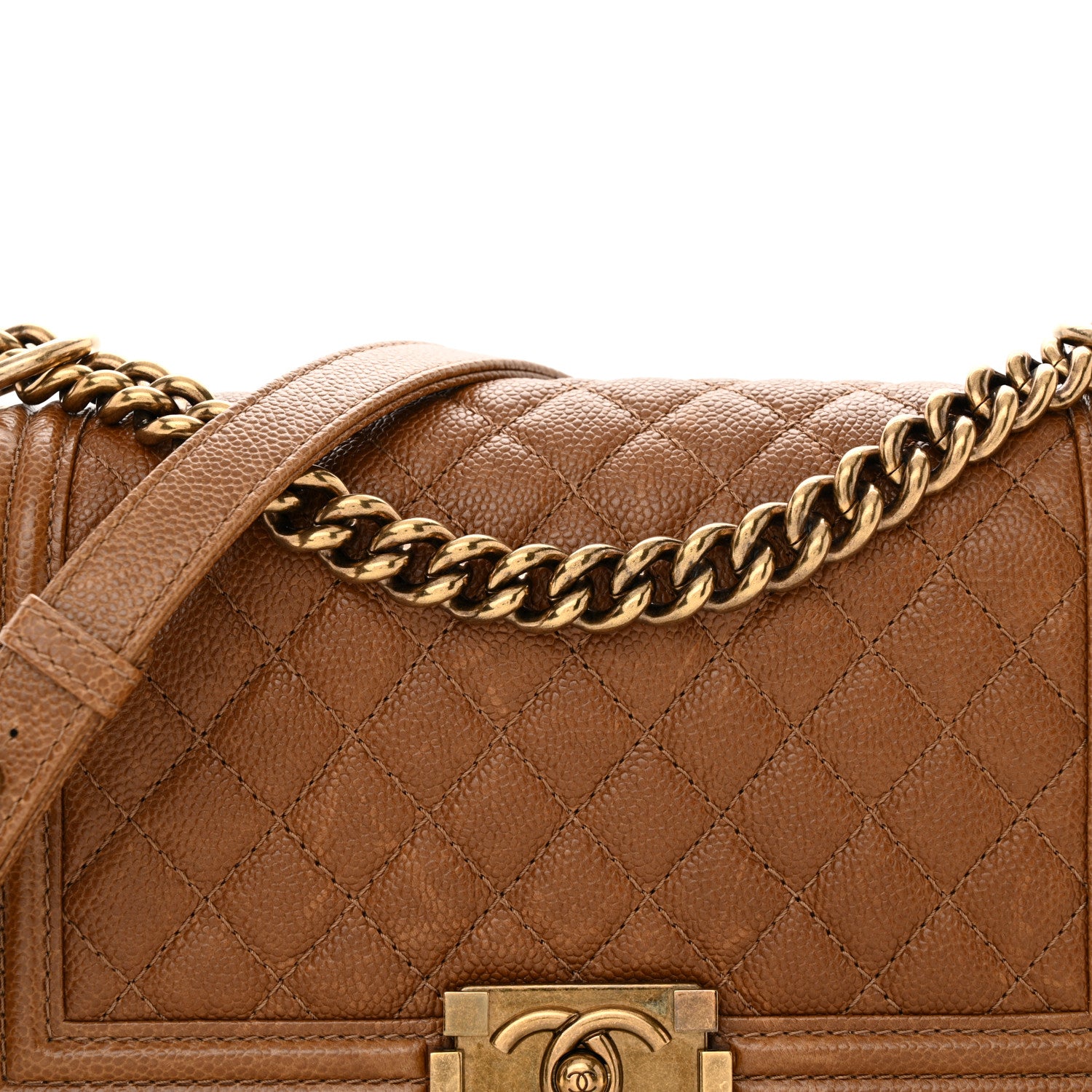 Chanel Caviar Quilted Medium Boy Flap Light Brown 8 of 14