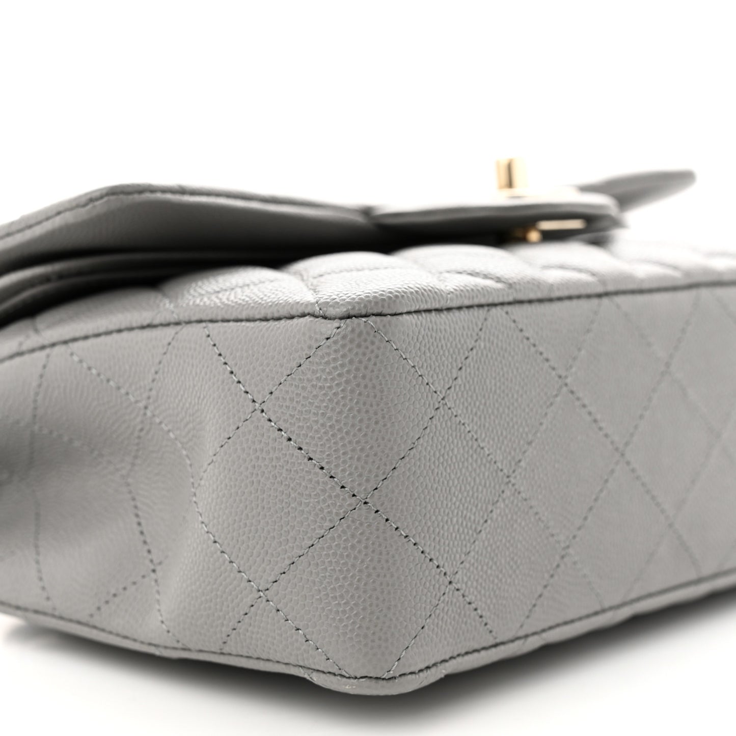 Caviar Quilted Small Double Flap Grey