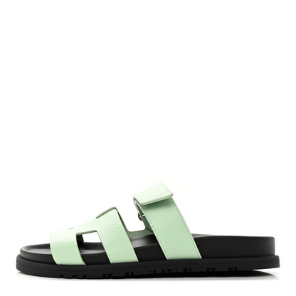 Hermes Epsom Womens Chypre Sandals 37 Vert Jade 1 of 16