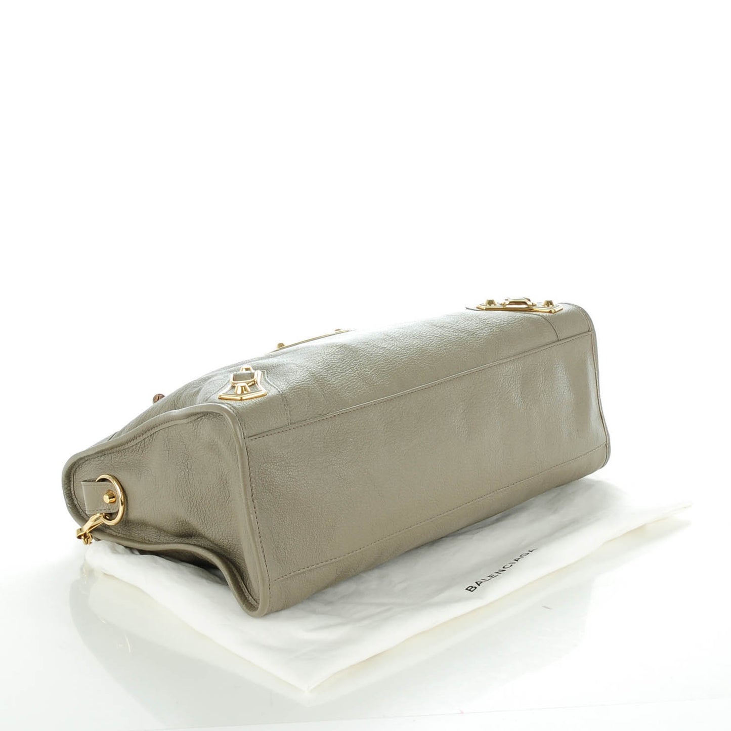 Chevre Gold Metallic Edge Hardware City Gris Taupe