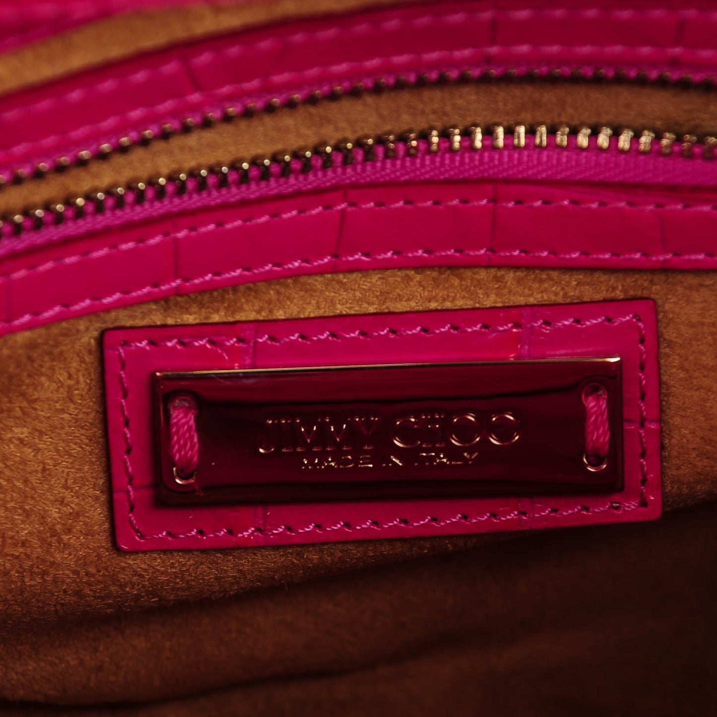 Calfskin Crocodile Embossed Medium Rosalie Satchel Fuchsia