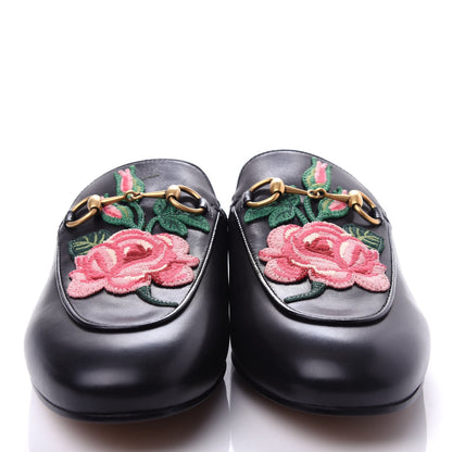 Gucci Calfskin Flower Embroidered Princetown Slippers 37 Black 5 of 12