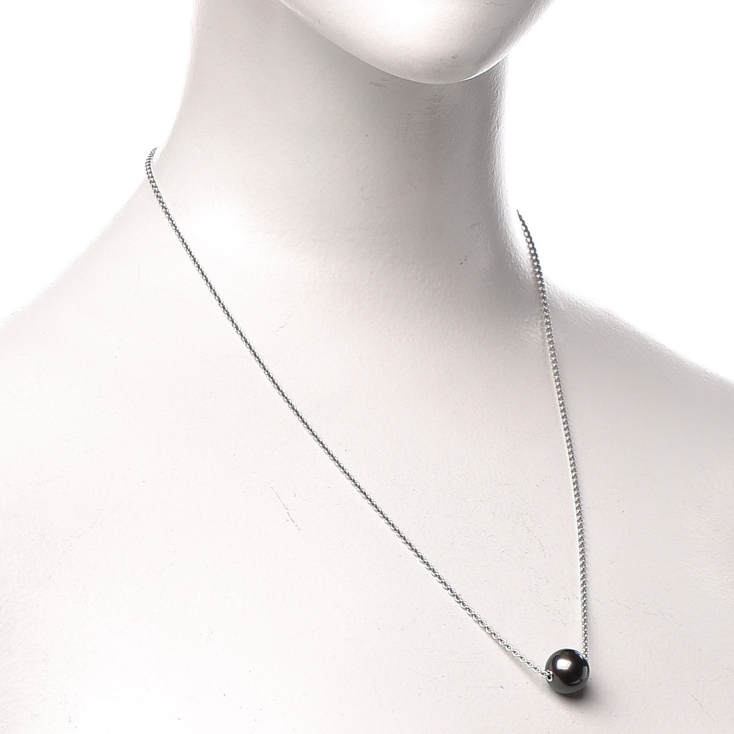 Mikimoto 18K White Gold Black South Sea Pearl Pendant Necklace 2 of 5