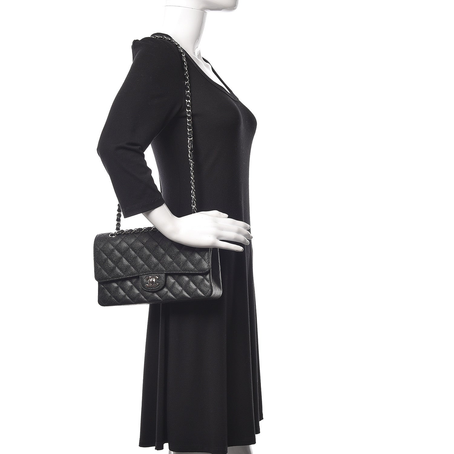 Chanel Caviar Quilted Medium Double Flap Black 2 of 11