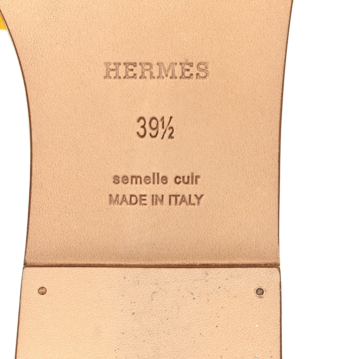 Hermes Suede Goatskin Oran Sandals 39.5 Jaune Sable 6 of 9