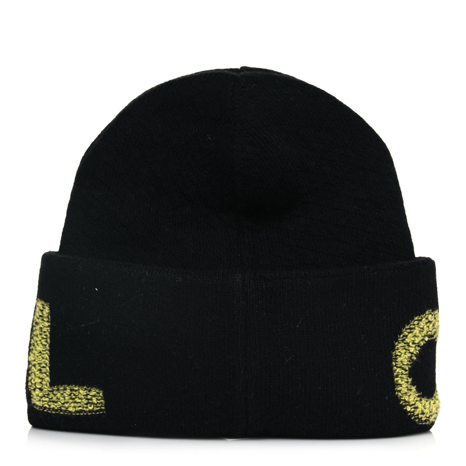 Chanel Cashmere Logo Beanie Hat Black Yellow 2 of 4