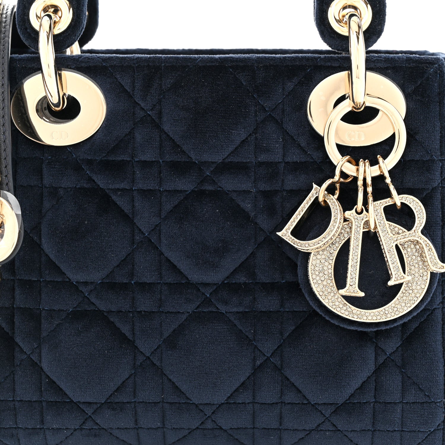 Christian Dior Velvet Mini Lady Dior Navy Blue 1389004 – FASHIONPHILE