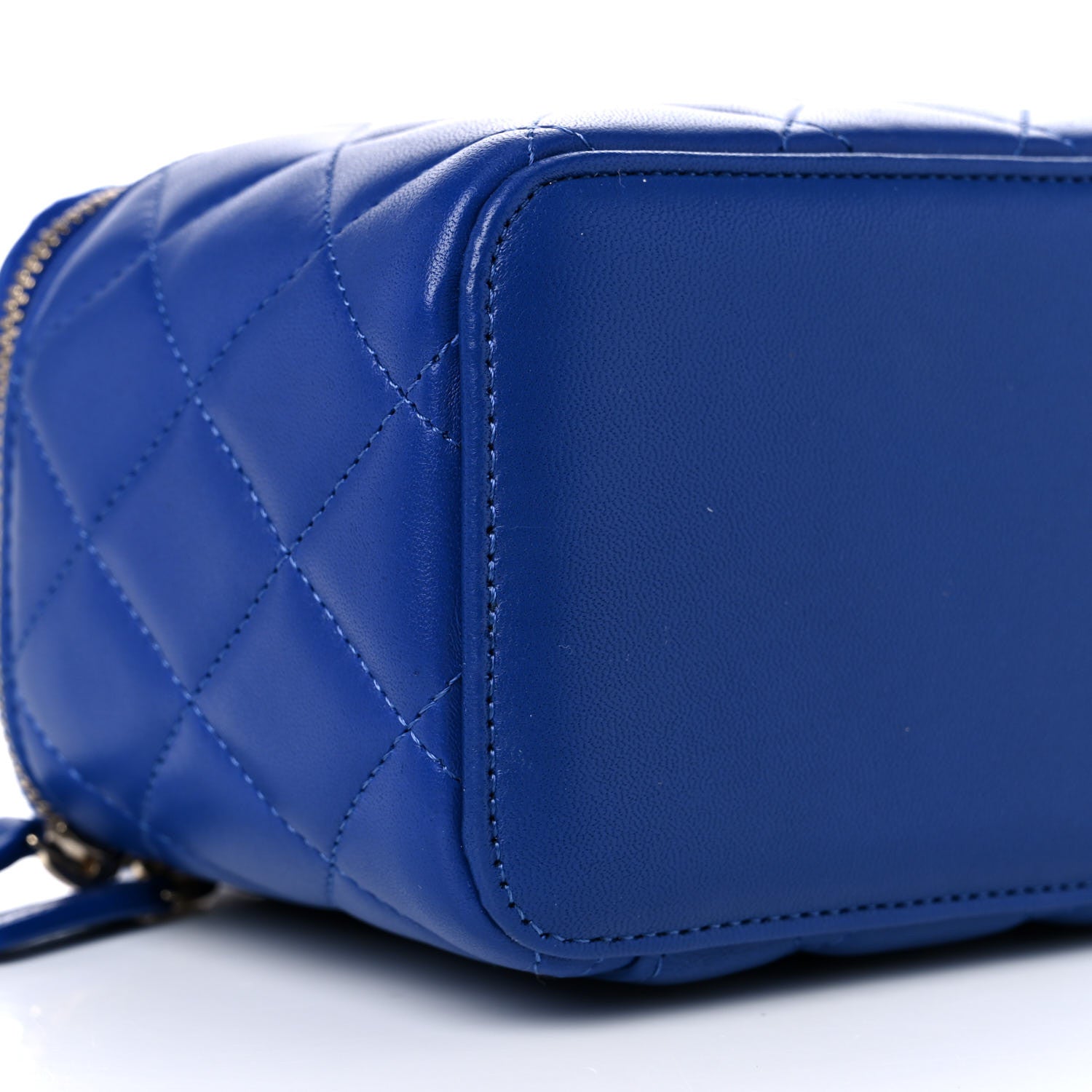 Chanel Lambskin Quilted Small Top Handle Vanity Case With Chain Blue 8 of 10