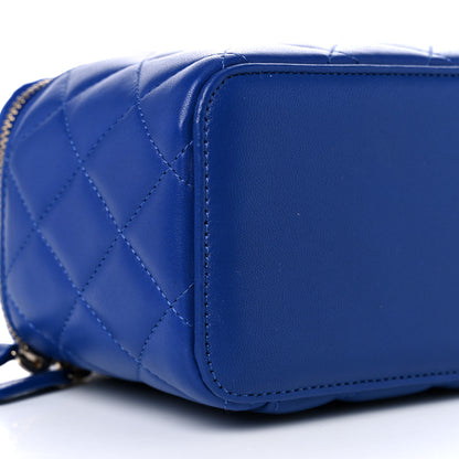 Chanel Lambskin Quilted Small Top Handle Vanity Case With Chain Blue 8 of 10