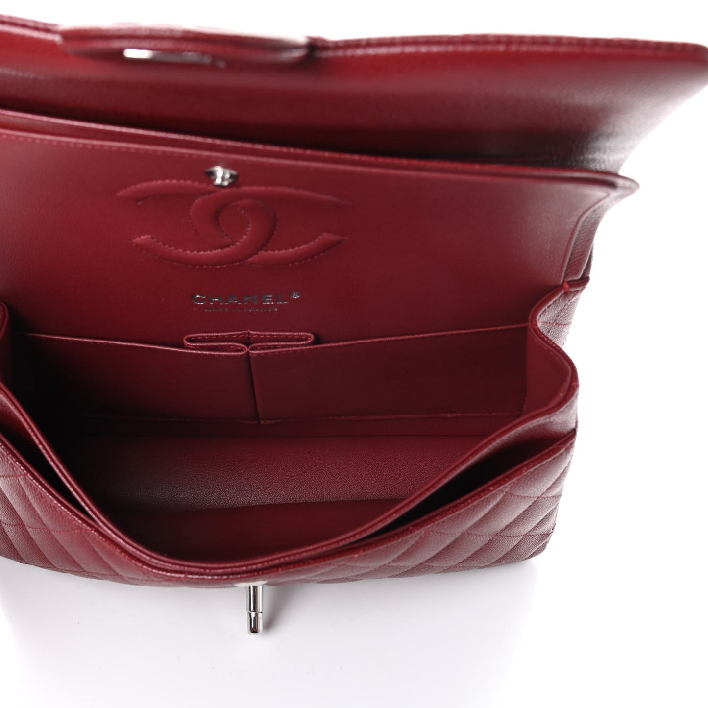 Caviar Quilted Medium Double Flap Burgundy