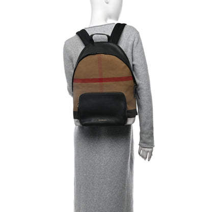 Burberry Mega Check Calfskin Abbeydale Simple Backpack Black Camel 2 of 11